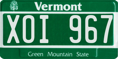 VT license plate XOI967