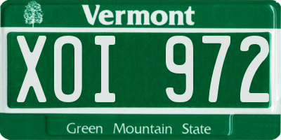 VT license plate XOI972