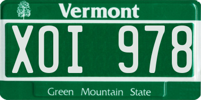 VT license plate XOI978