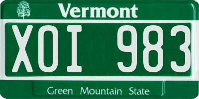 VT license plate XOI983