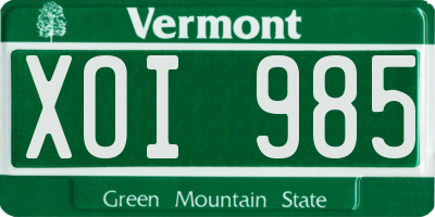 VT license plate XOI985