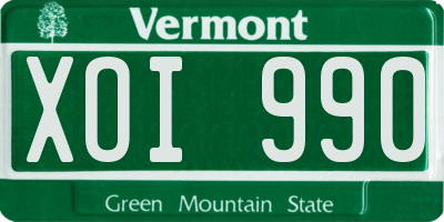 VT license plate XOI990