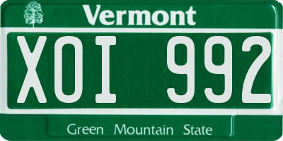 VT license plate XOI992