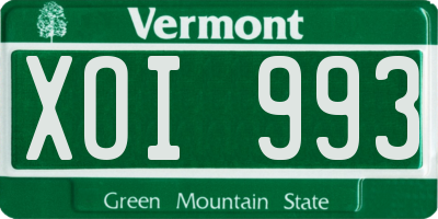 VT license plate XOI993