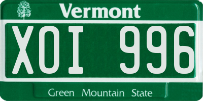 VT license plate XOI996