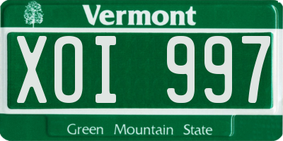 VT license plate XOI997