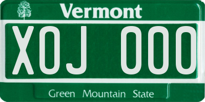VT license plate XOJ000