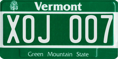 VT license plate XOJ007