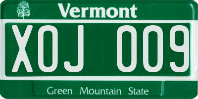 VT license plate XOJ009