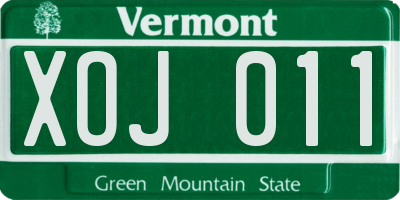 VT license plate XOJ011