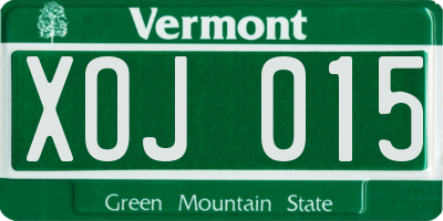 VT license plate XOJ015