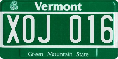 VT license plate XOJ016