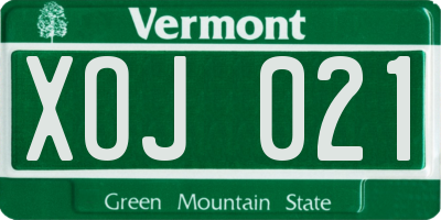 VT license plate XOJ021