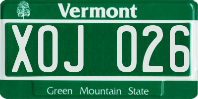 VT license plate XOJ026