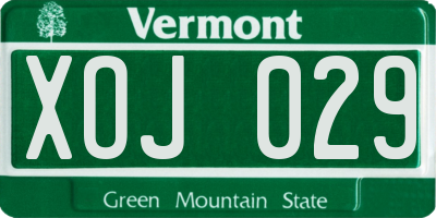 VT license plate XOJ029