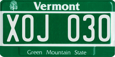 VT license plate XOJ030