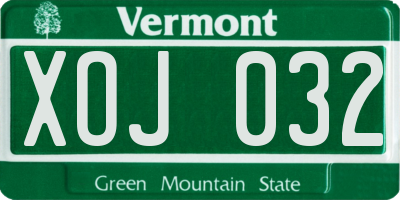 VT license plate XOJ032