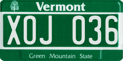VT license plate XOJ036