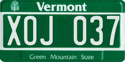 VT license plate XOJ037