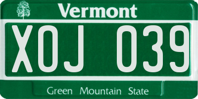 VT license plate XOJ039