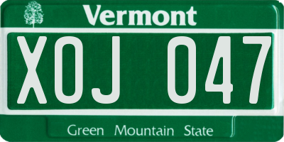 VT license plate XOJ047
