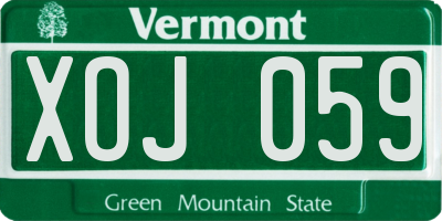 VT license plate XOJ059
