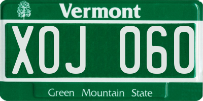 VT license plate XOJ060