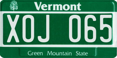 VT license plate XOJ065