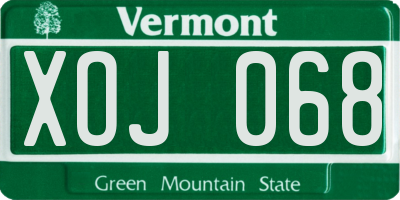 VT license plate XOJ068