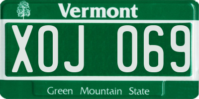 VT license plate XOJ069