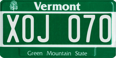 VT license plate XOJ070
