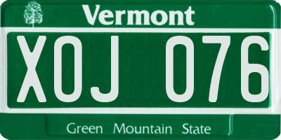 VT license plate XOJ076