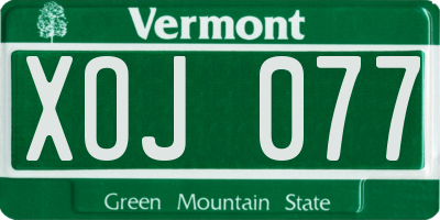 VT license plate XOJ077