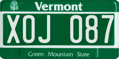 VT license plate XOJ087
