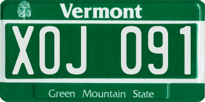 VT license plate XOJ091
