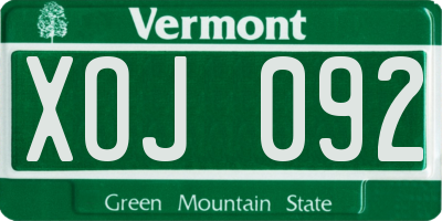 VT license plate XOJ092