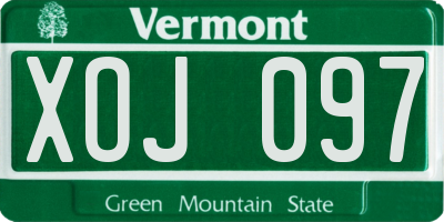 VT license plate XOJ097