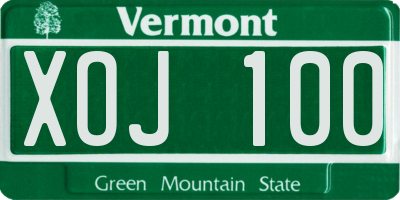 VT license plate XOJ100
