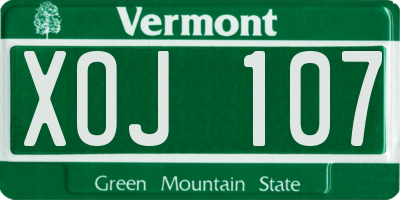 VT license plate XOJ107