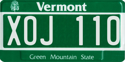 VT license plate XOJ110