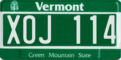 VT license plate XOJ114