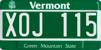 VT license plate XOJ115