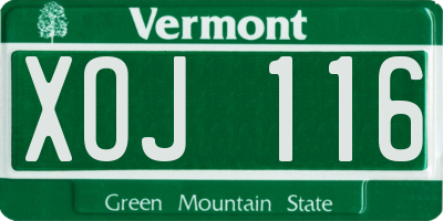 VT license plate XOJ116