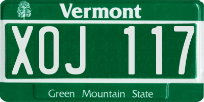 VT license plate XOJ117