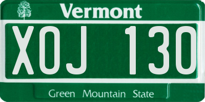 VT license plate XOJ130