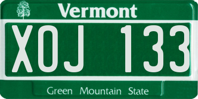 VT license plate XOJ133