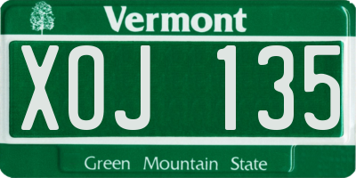 VT license plate XOJ135