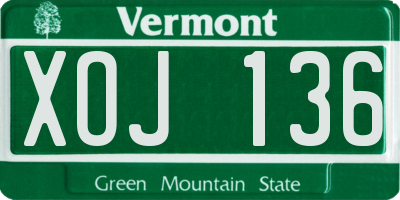 VT license plate XOJ136