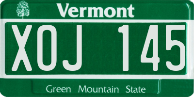 VT license plate XOJ145