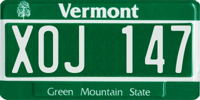 VT license plate XOJ147